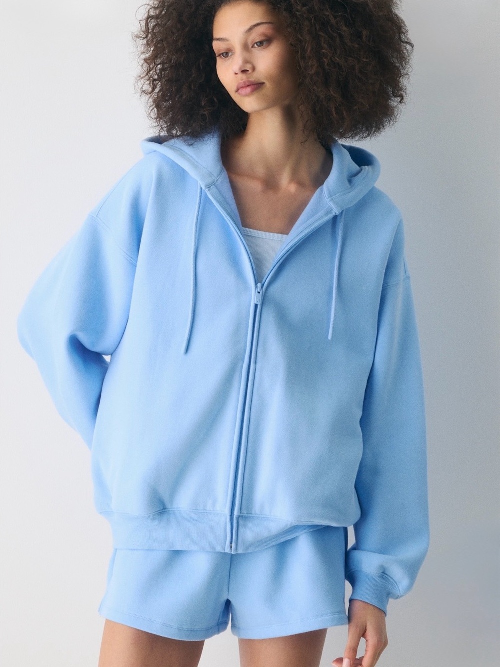 aritzia postcard blue mega zip hoodie nwt xl
